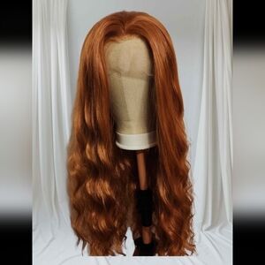 Premium Long Wavy Coppery Ginger Higj Heat 13"x4" Lace Front Wig -